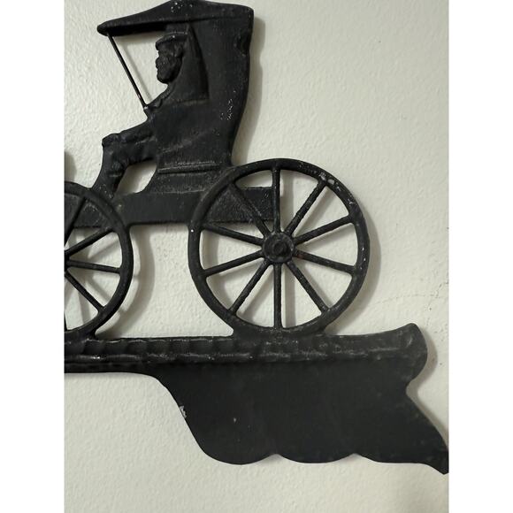 Vintage Cast Iron Horse Buggy Weathervane Equestrian Topper Black Farmhouse - Picture 4 of 10